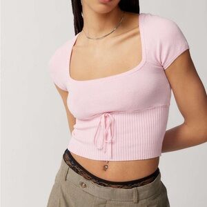 NWOT UO Kimchi Blue Edison Cap Sleeve Sweater Top in Pink